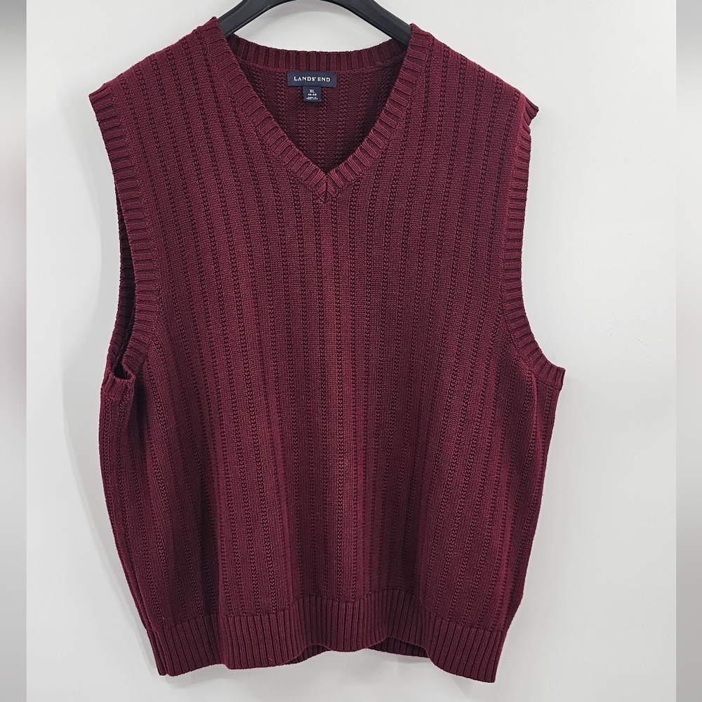 Lands' End Deep Red Knit Sweater XL